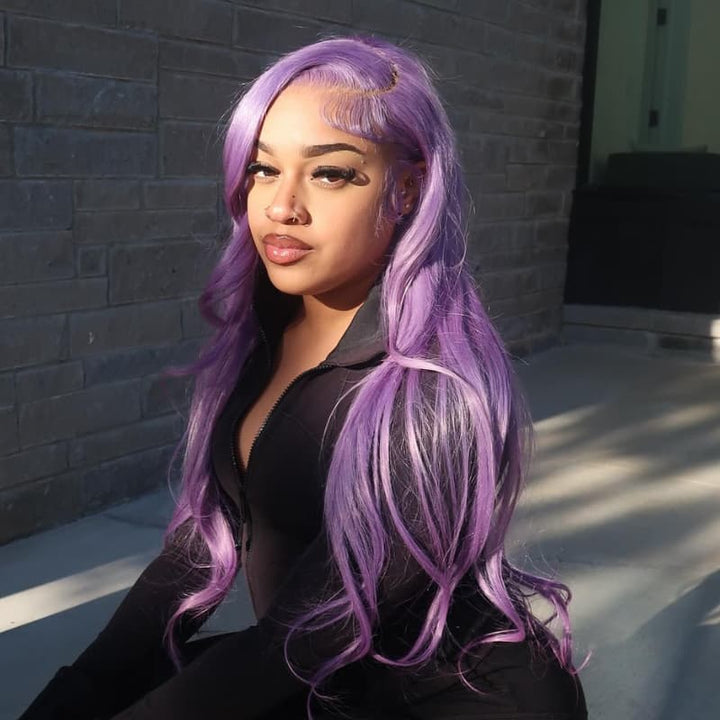 SZC Lavender Purple 13x4 Lace Front Virgin Human Hair Wig 200 Density