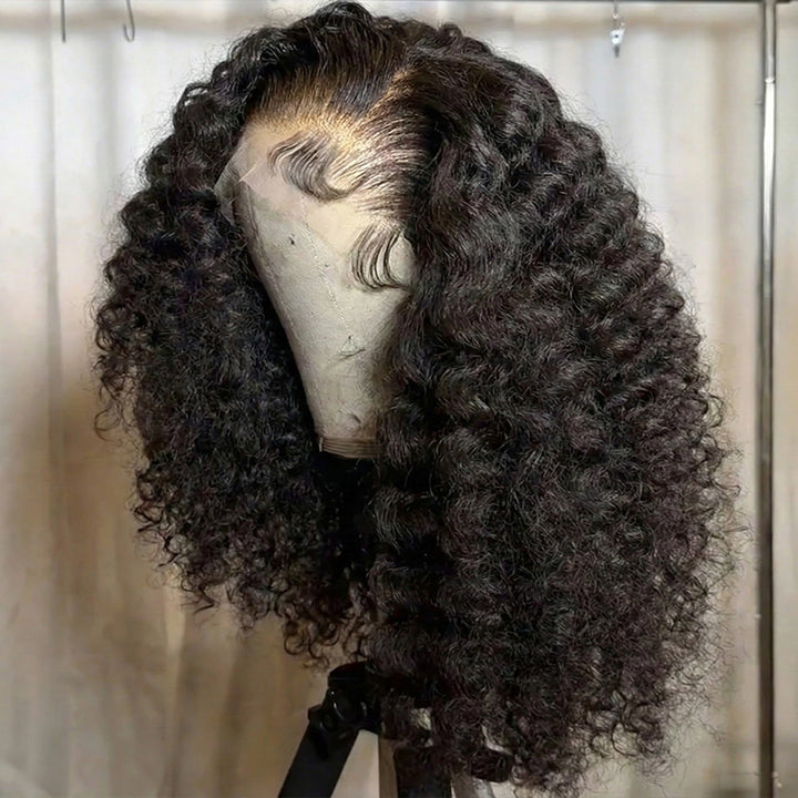 SZC Natural Bouncy Tight Loose Deep Curls Short Bob 13x4 Lace Front Human Hair Wigs