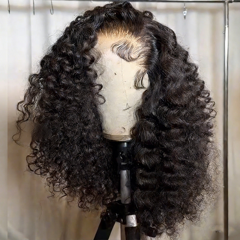 SZC Natural Bouncy Tight Loose Deep Curls Short Bob 13x4 Lace Front Human Hair Wigs