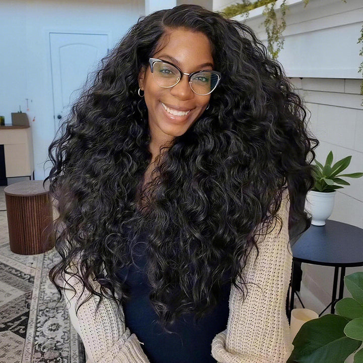 SZC Natural Loose Kinky Curly 13X4 Lace Front Human Hair Wigs 250 300 Density
