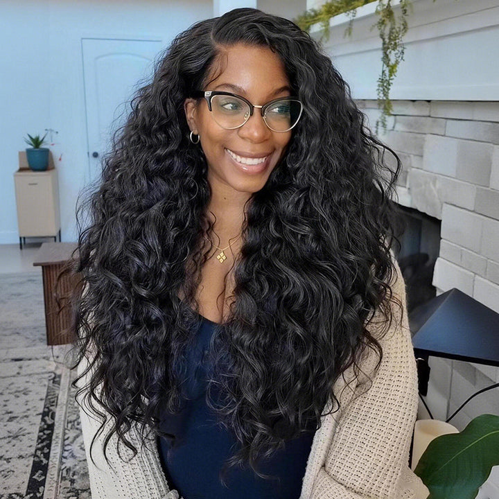 SZC Natural Loose Kinky Curly 13X4 Lace Front Human Hair Wigs 250 300 Density