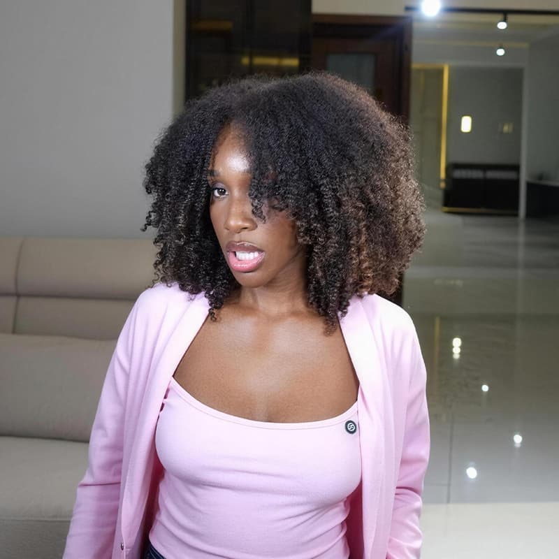 SZC Ombre Black Brown Fluffy Kinky Curly Coils Short Bob 13x4 Lace Frontal Human Hair Wigs