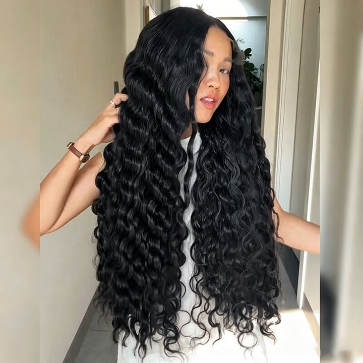 SZC Ombre Black Brown Loose Deep Wave 300 Density 13x4 Lace Front Human Hair Wig