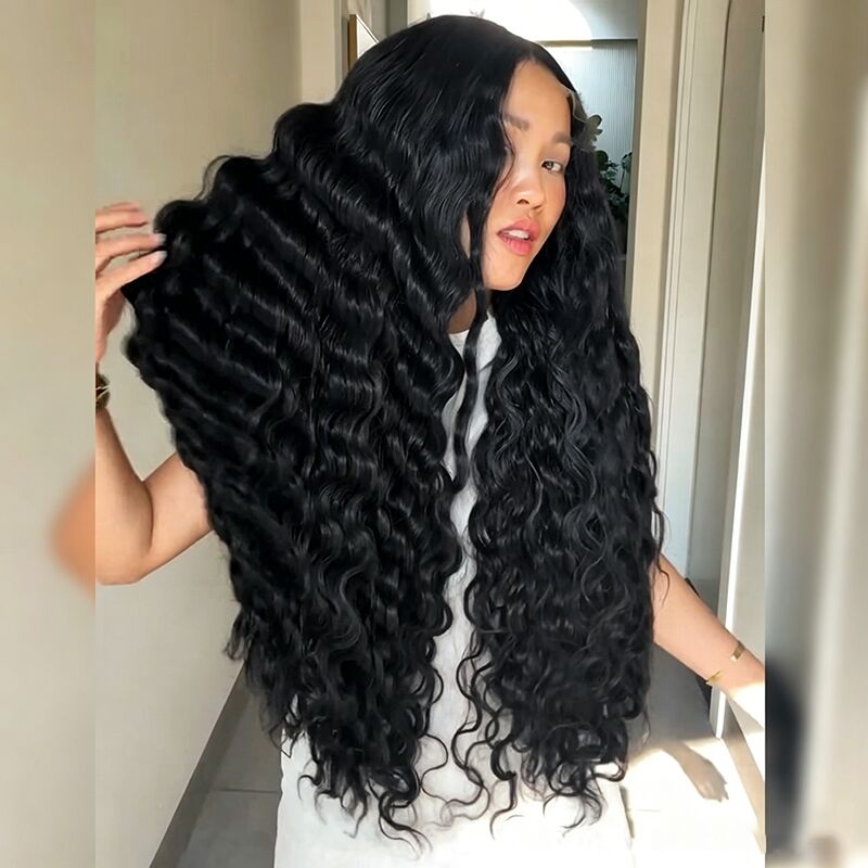 SZC Ombre Black Brown Loose Deep Wave 300 Density 13x4 Lace Front Human Hair Wig