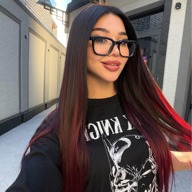 SZC Ombre Black Burgundy Red Student Affordable Back to School Graduation College Girl 13x4 Lace Front Human Hair Wig