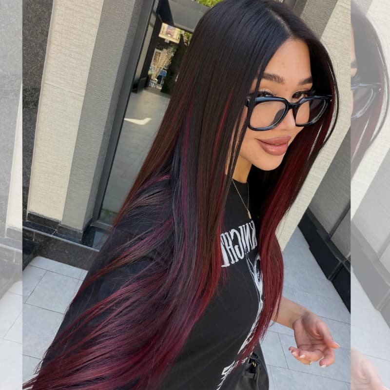 SZC Ombre Black Burgundy Red Student Affordable Back to School Graduation College Girl 13x4 Lace Front Human Hair Wig