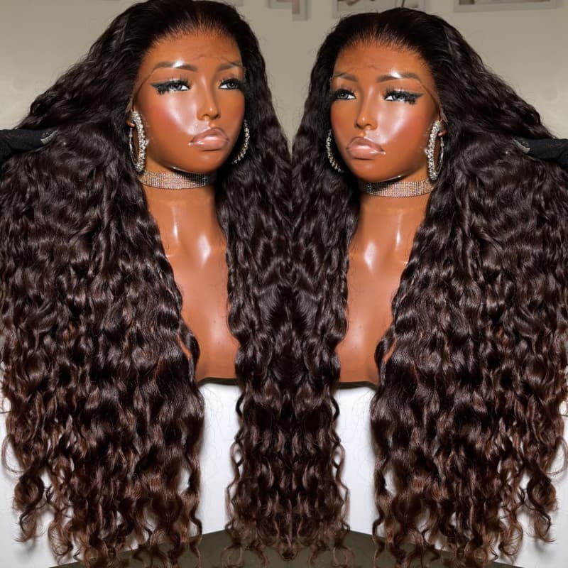 SZC Ombre Black Chocolate Brown Spanish Loose Deep Wave 300 Density 13x4 Lace Front Human Hair Wigs