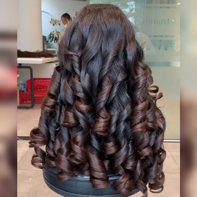 SZC Ombre Black Dark Chocolate Brown Full Bouncy Loose Spiral Curls 13X4 Lace Front Human Hair Wigs 250 300 Density