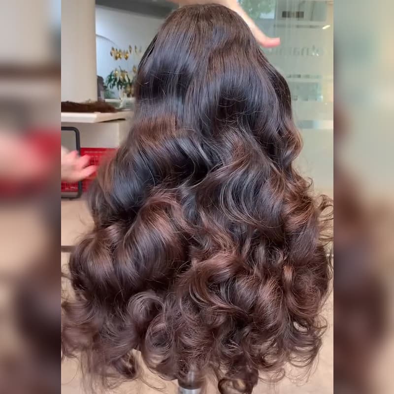SZC Ombre Black Dark Chocolate Brown Full Bouncy Loose Spiral Curls 13X4 Lace Front Human Hair Wigs 250 300 Density