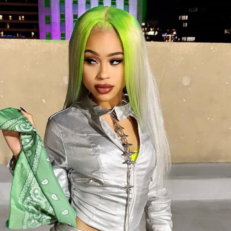 SZC Ombre Green Gray 13x4 Lace Front Virgin Human Hair Wigs 200 Density