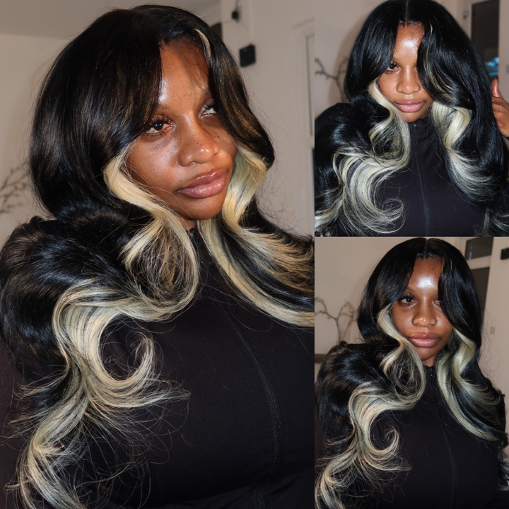 SZC Peekaboo Black Blonde 13x4 Lace Front Virgin Human Hair Wigs