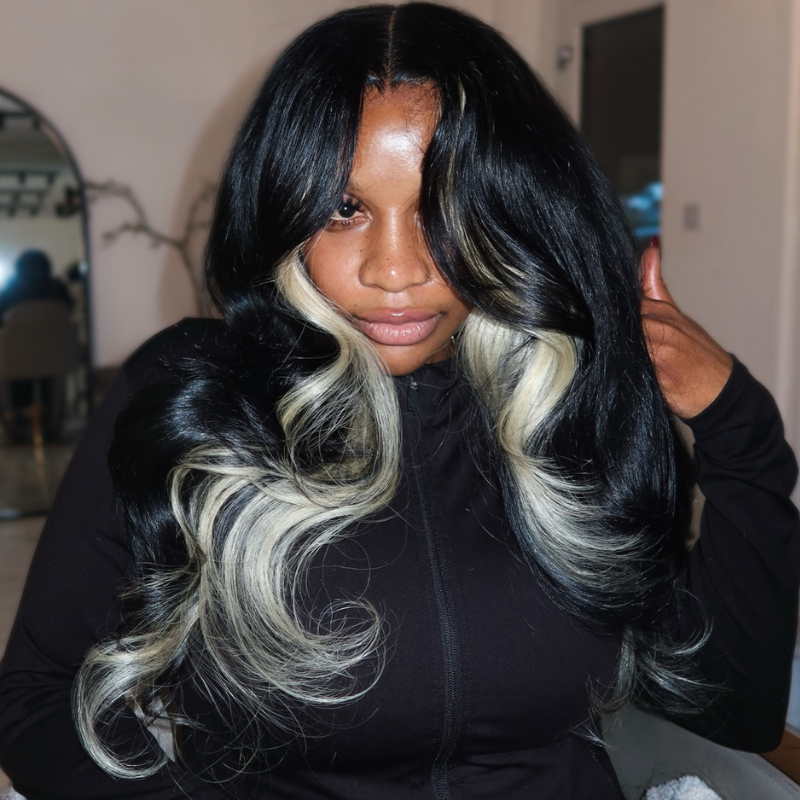 SZC Peekaboo Black Blonde 13x4 Lace Front Virgin Human Hair Wigs