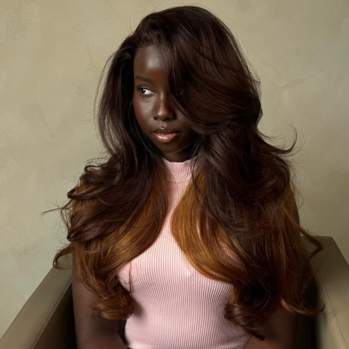 SZC Peekaboo Dark Chocolate Brown Copper Auburn Ginger 13x4 Lace Front Virgin Human Hair Wig