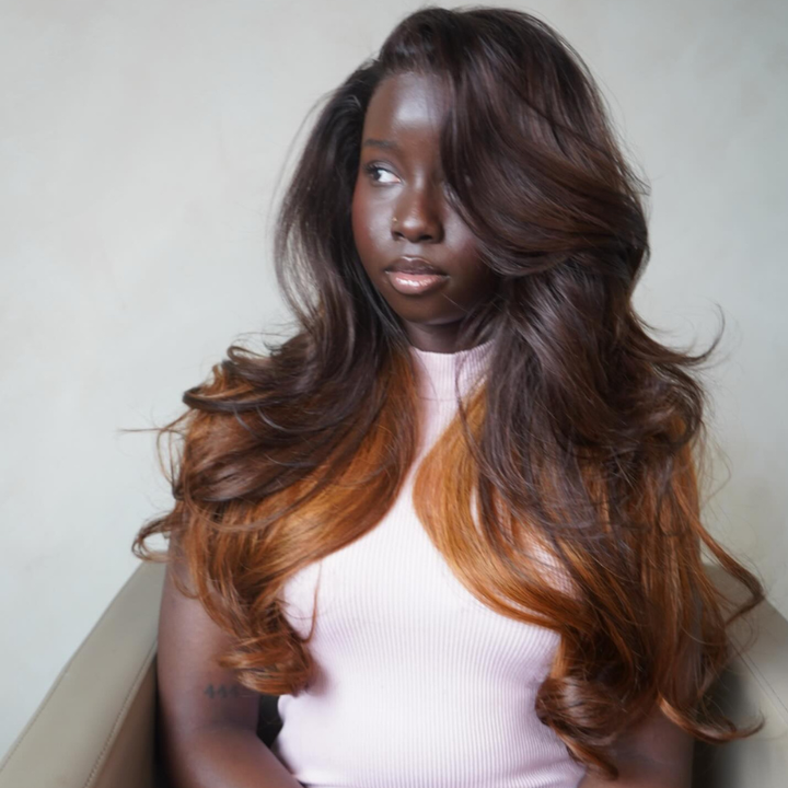 SZC Peekaboo Dark Chocolate Brown Copper Auburn Ginger 13x4 Lace Front Virgin Human Hair Wig