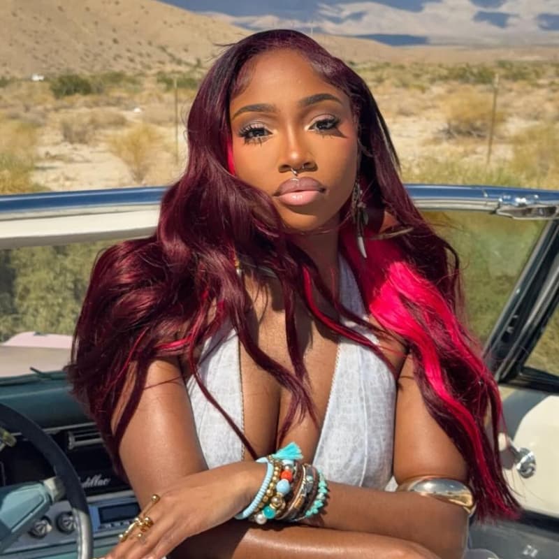 SZC Peekaboo Deep Burgundy Red Hot Pink 13x4 Lace Front Human Hair Wig 200 Density