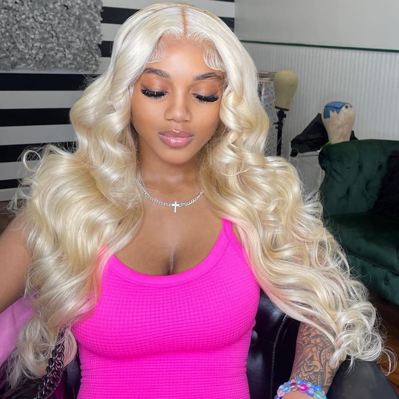 SZC Platinum 613 Blonde 13x4 Lace Front Virgin Human Hair Wigs
