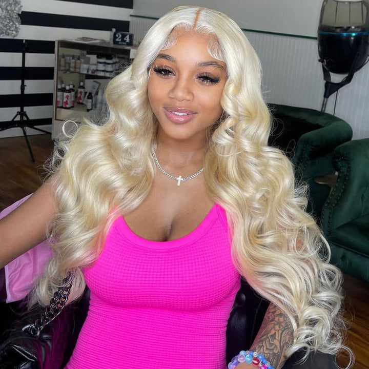 SZC Platinum 613 Blonde 13x4 Lace Front Virgin Human Hair Wigs