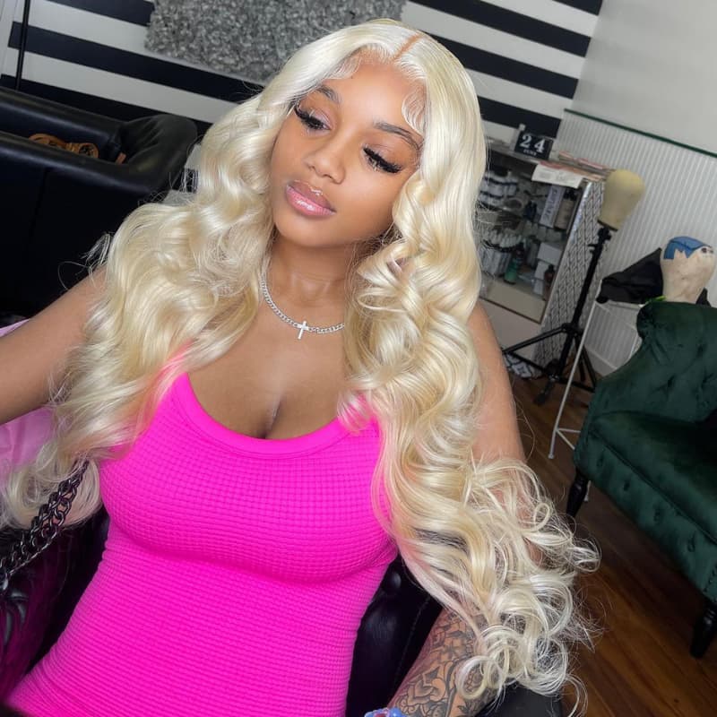 SZC Platinum 613 Blonde 13x4 Lace Front Virgin Human Hair Wigs