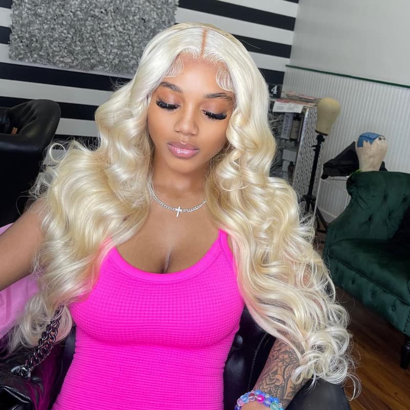 SZC Platinum 613 Blonde 13x4 Lace Front Virgin Human Hair Wigs