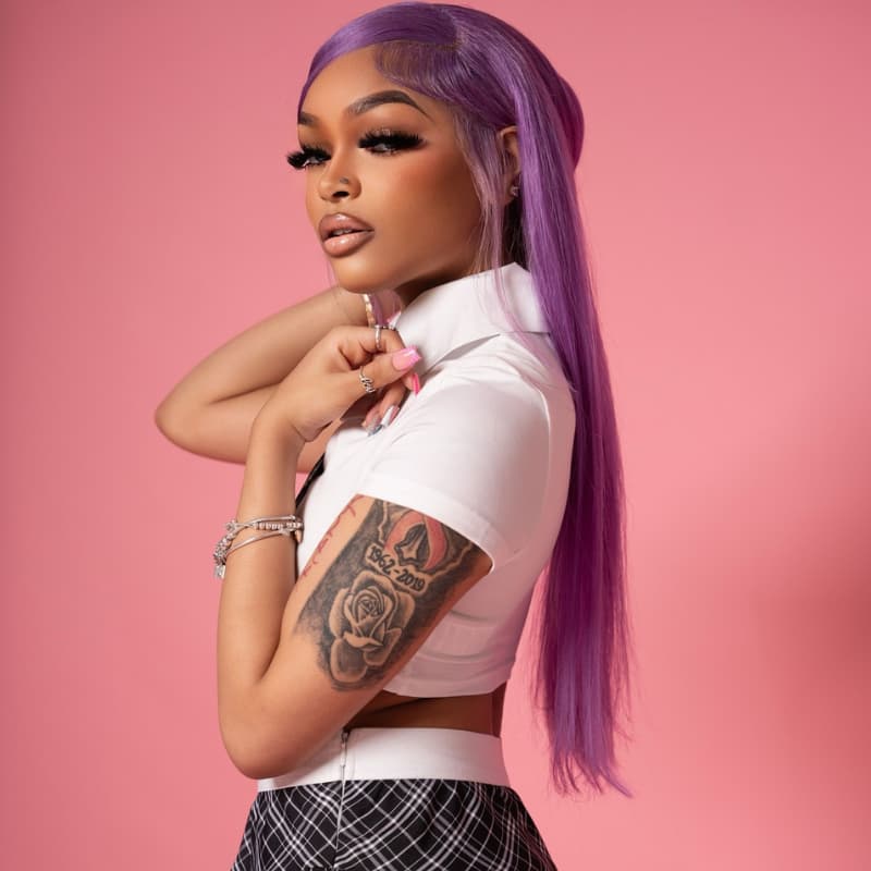 SZC Purple Student Affordable Back to School Graduation College Girl 13x4 Lace Front Human Hair Wigs