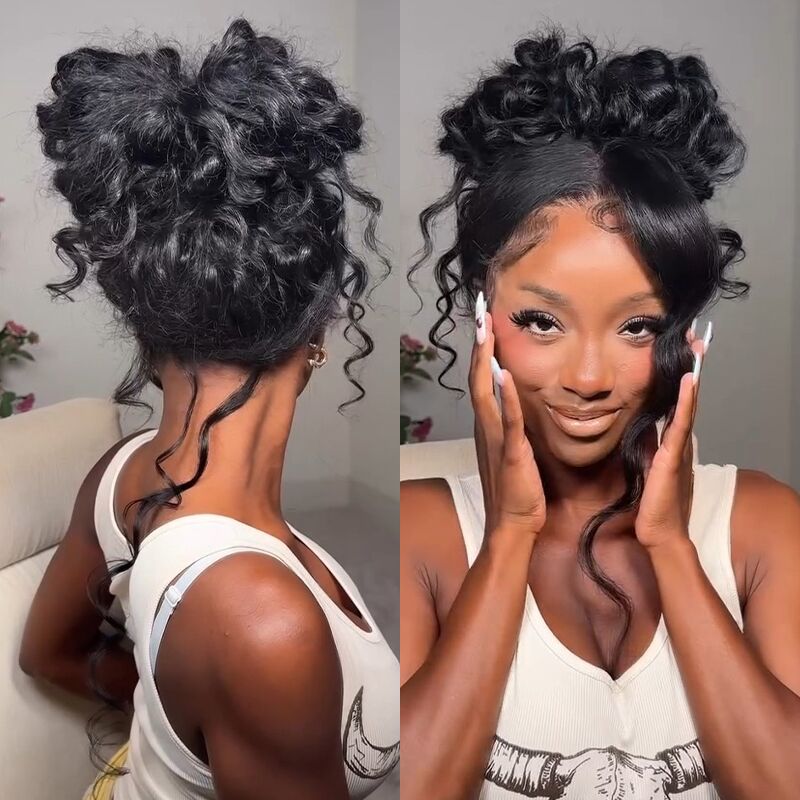 SZC 360 Full Lace Front Ventilated Burmese Curly Straight Water Wave Human Hair Wigs