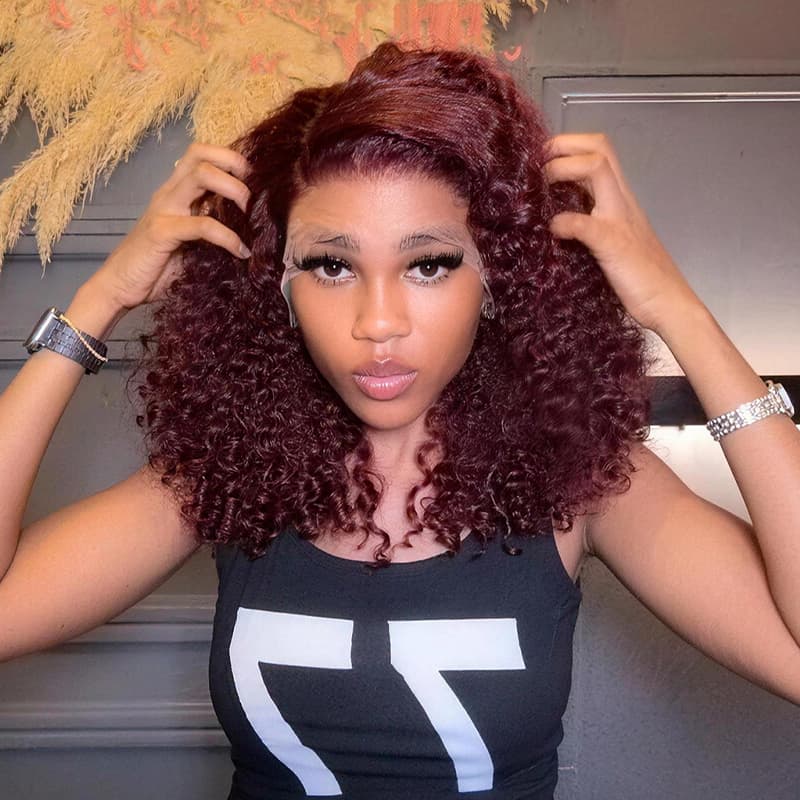 SZC Raw Burmese Curly Short Bob Elegant 4x4 Lace Frontal Human Hair Wigs