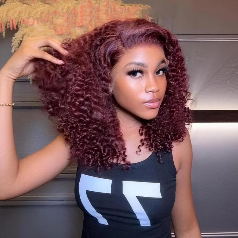 SZC Raw Burmese Curly Short Bob Elegant 4x4 Lace Frontal Human Hair Wigs