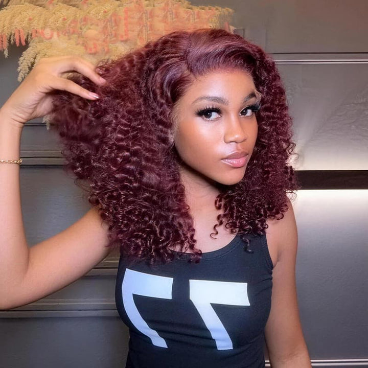 SZC Raw Burmese Curly Short Bob Elegant 4x4 Lace Frontal Human Hair Wigs