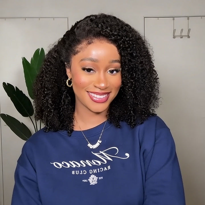 SZC SDD Super Double Drawn Full Volume Kinky Curly Bob 13x4 Lace Frontal Human Hair Wigs