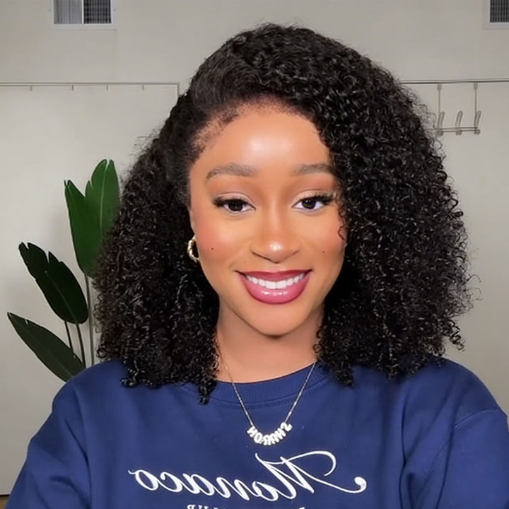 SZC SDD Super Double Drawn Full Volume Kinky Curly Bob 13x4 Lace Frontal Human Hair Wigs