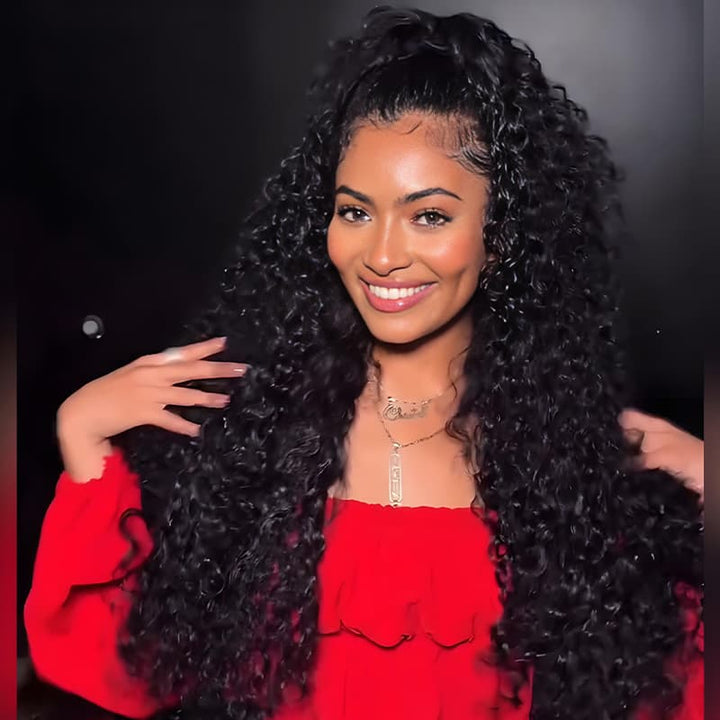 SZC 250 300 Density Spiral Loose Water Wave Curls 13x4 Lace Front Virgin Human Hair Wigs