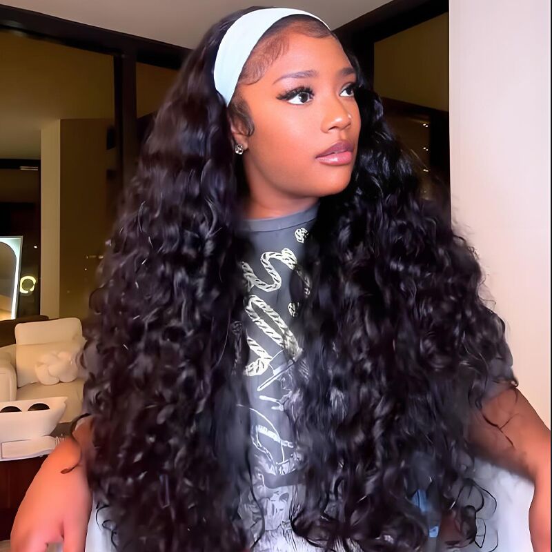 SZC Bohemian Crimped Loose Curl 13x4 Transparent Lace Front Human Hair Wigs