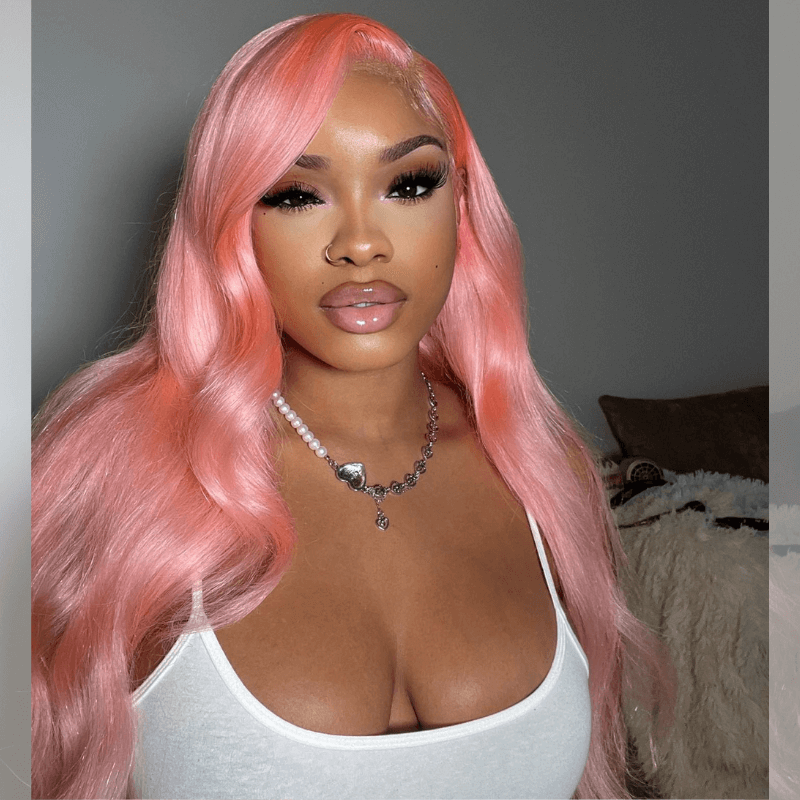 SZC 200 Density Light Pink Body Wave 13x4 HD Lace Front Virgin Hair Wigs