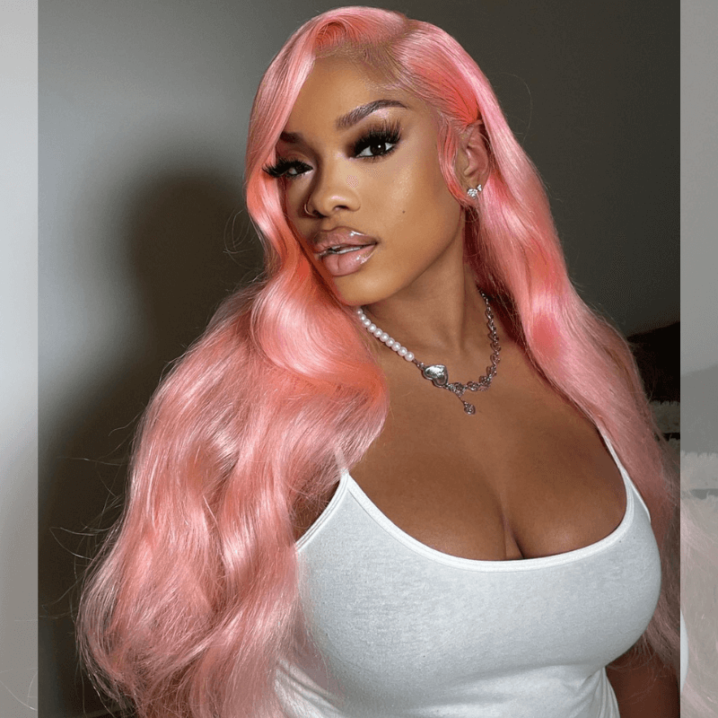 SZC 200 Density Light Pink Body Wave 13x4 HD Lace Front Virgin Hair Wigs