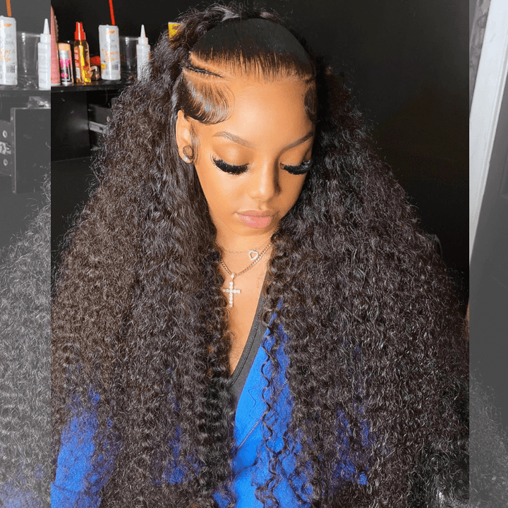 SZC 250 300 Density 13x4 Lace Front Kinky Curly Virgin Human Hair Wigs