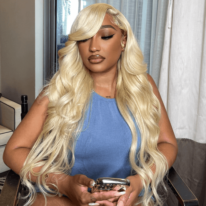 SZC 30 32 34 Inch 613 Blonde Body Wave 13x4 Lace Front Human Hair Wigs