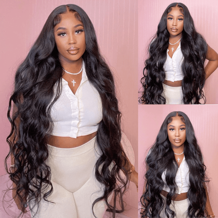SZC 42 40 38 36 34 32 30 Inch Long 13x4 Lace Front Virgin Human Hair Wigs