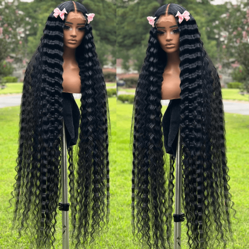 SZC 42 40 38 36 34 32 30 Inch Long 13x4 Lace Front Virgin Human Hair Wigs