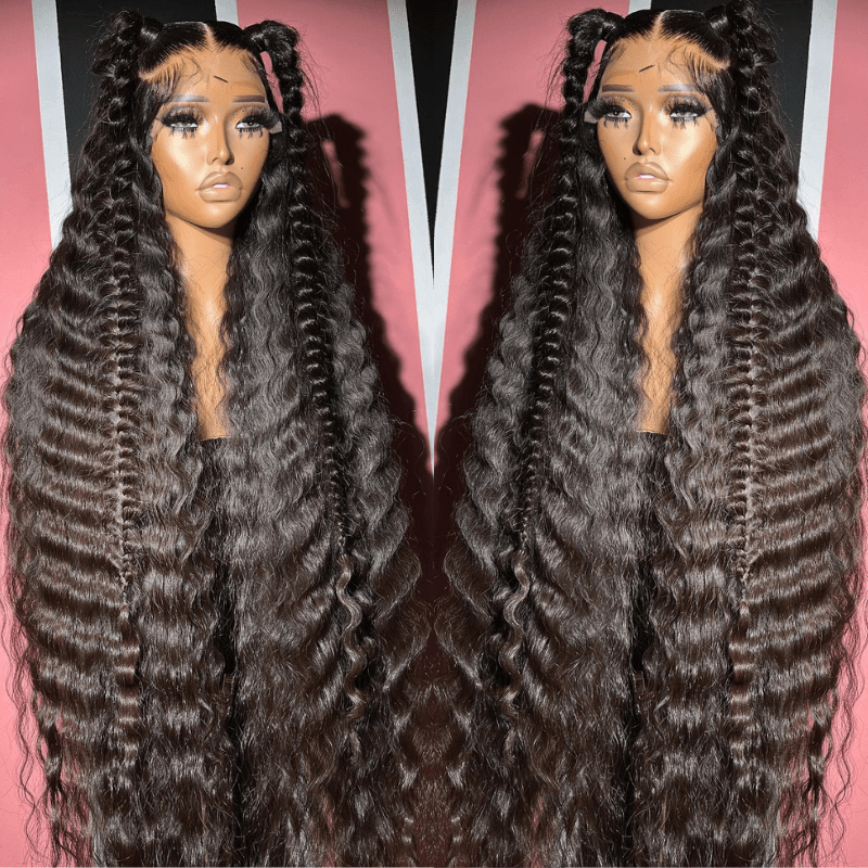 SZC 42 40 38 36 34 32 30 Inch Long Straight Body Wave Lace Front Hair Wigs