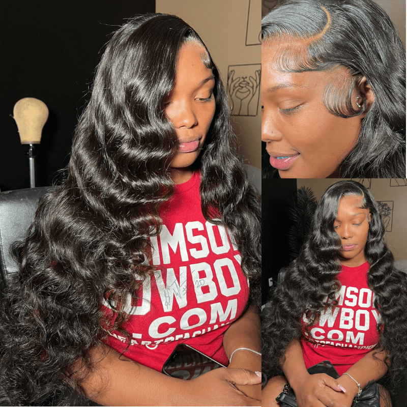 SZC 42 40 38 36 34 32 30 Inch Long Straight Body Wave Lace Front Hair Wigs