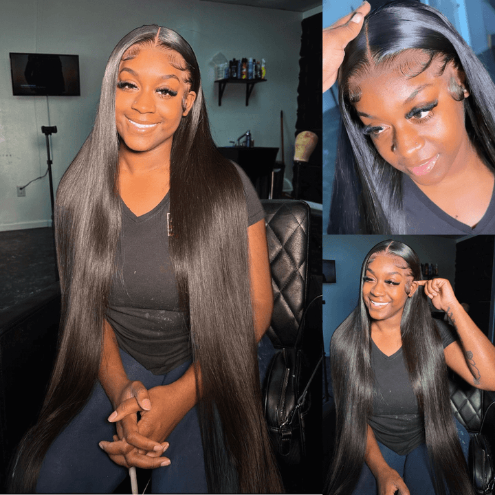 SZC 42 40 38 36 34 32 30 Inch Long Straight Body Wave Lace Front Hair Wigs