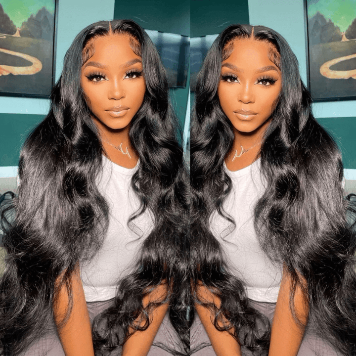 SZC 42 40 38 36 34 32 30 Inch Long Straight Body Wave Lace Front Hair Wigs
