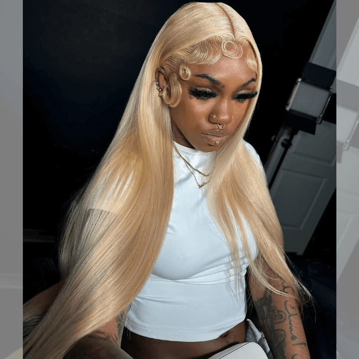 SZC 613 Blonde Straight 200 Density 13x4 Lace Front Human Hair Wigs