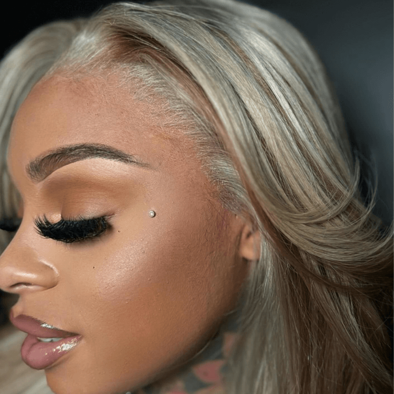SZC Ash Gray Brown Highlights Streaks Lace Front Body Wave Human Hair Wig
