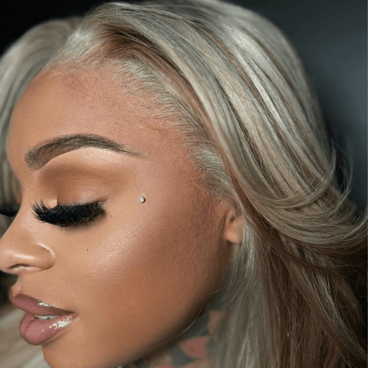 SZC Ash Gray Brown Highlights Streaks Lace Front Body Wave Human Hair Wig