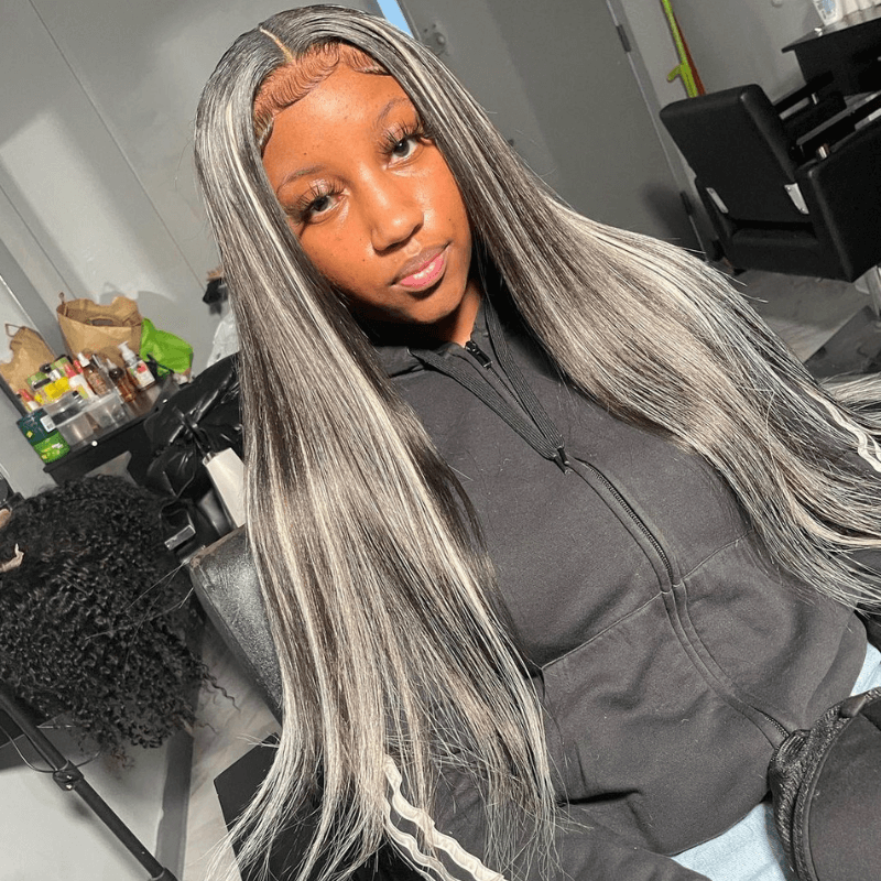 SZC Balayage Black Blonde Highlights 200 Density 13x4 Lace Front Hair Wigs