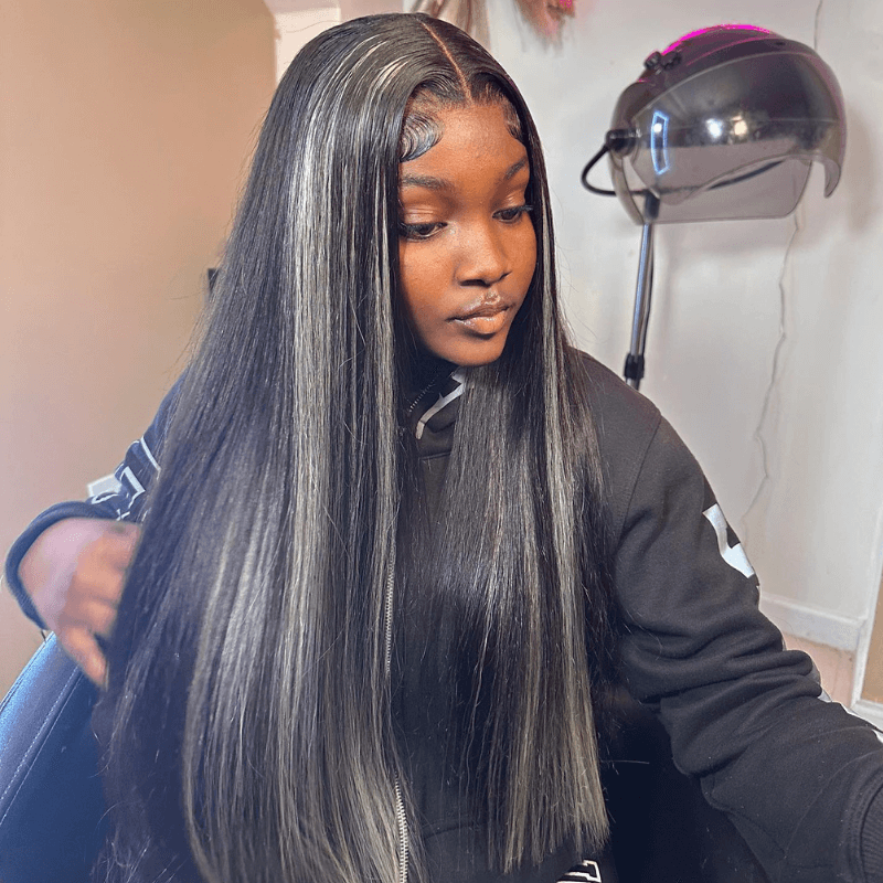 SZC Balayage Black Blonde Highlights 200 Density 13x4 Lace Front Hair Wigs