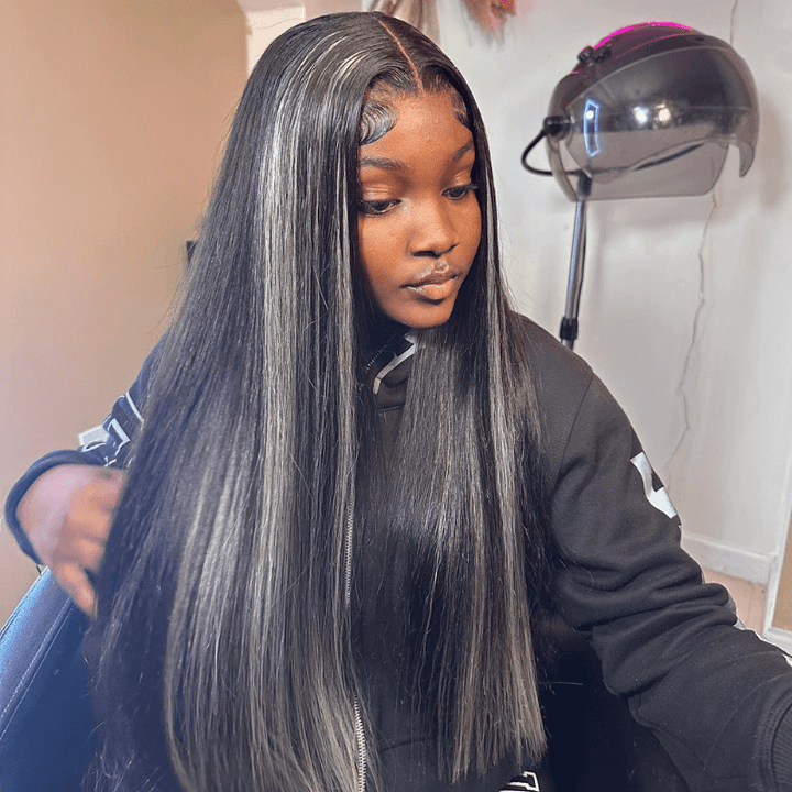 SZC Balayage Black Blonde Highlights 200 Density 13x4 Lace Front Hair Wigs