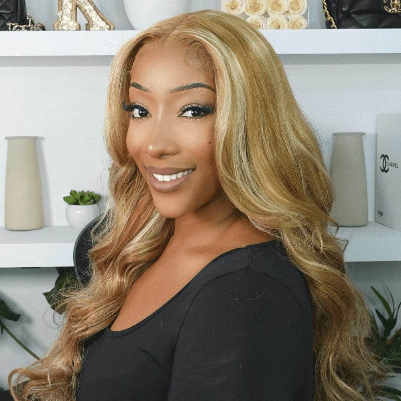 SZC Balayage Blonde Light Brown Highlight 13x4 Lace Front Human Hair Wigs