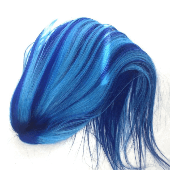 SZC Balayage Dark Light Ocean Blue Money Piece Lace Front Human Hair Wigs